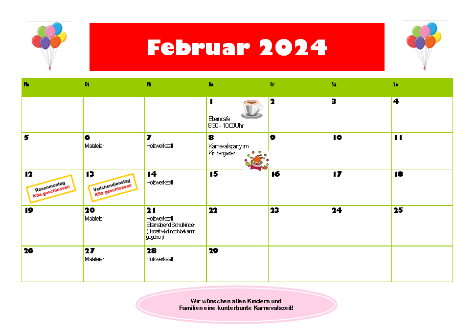 Kalenderblatt Februar